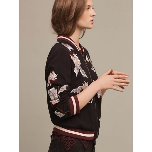 Anthropologie Embroidered Solstice Bomber S EUC - Picture 3 of 6